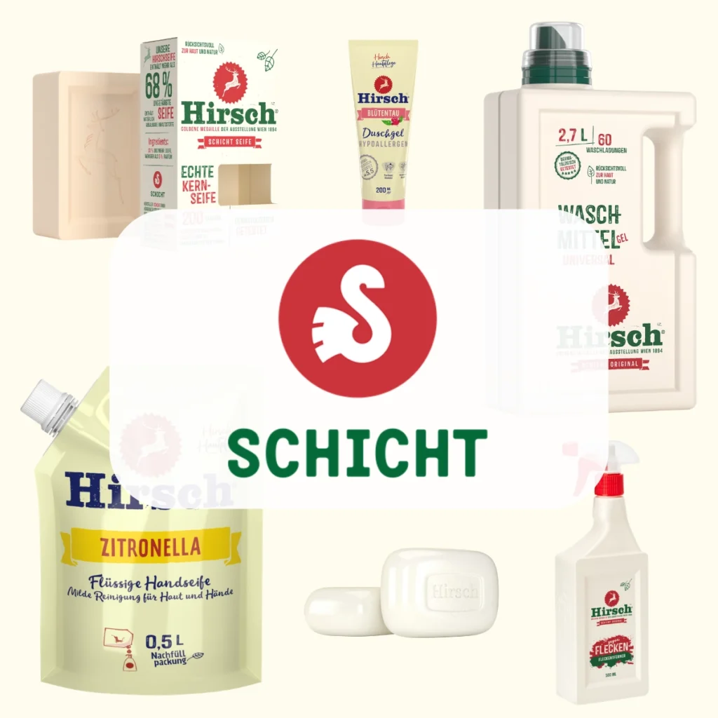 Logo Schicht with its products from Hirsch brand